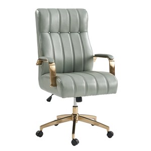 Siivio Modern Leather Swivel Tilting Office Chair with Channel Tufted|HULALA HOME - 1 of 4