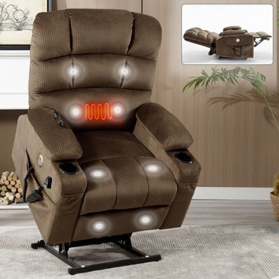 NicBex Recliner Chair Message Chair with Lumbar Heating Electric Power Lift Chair with 2 Cup Holders for Elderly for Living Room