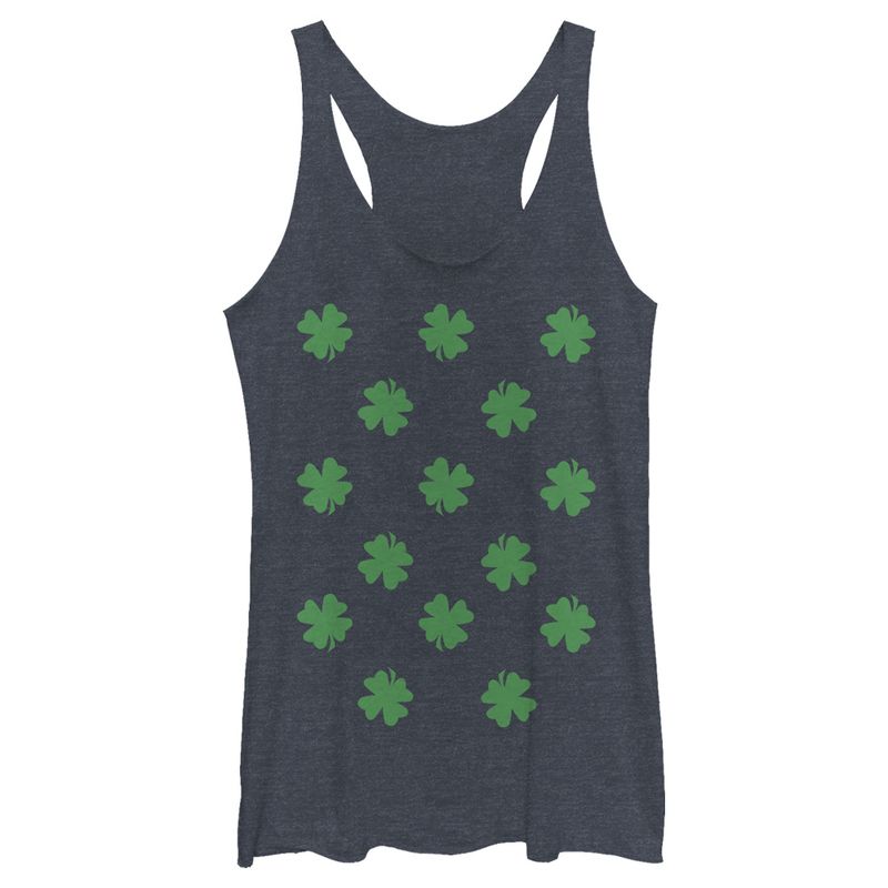 Women's Lost Gods St. Patrick's Day Four-Leaf Clover Print Racerback Tank Top, 1 of 5
