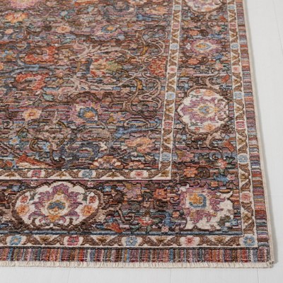 Beige and Blue Rectangular Stain-Resistant Synthetic Area Rug