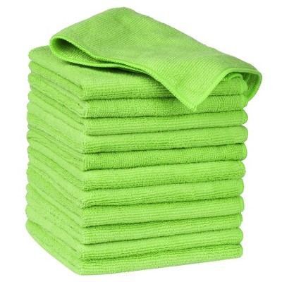 Unique Bargains Microfiber Lint Free Highly Absorbent Reusable Kitchen Towels 12 x 12 12 Packs Yellow