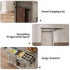 Foldable Kitchen Island Cart with Drop Leaf Top - 2 Glass Doors, Spice Rack, Towel Holder, Compact Mobile Cart with Wheels, for Kitchens, Dining Rooms - 3 of 4