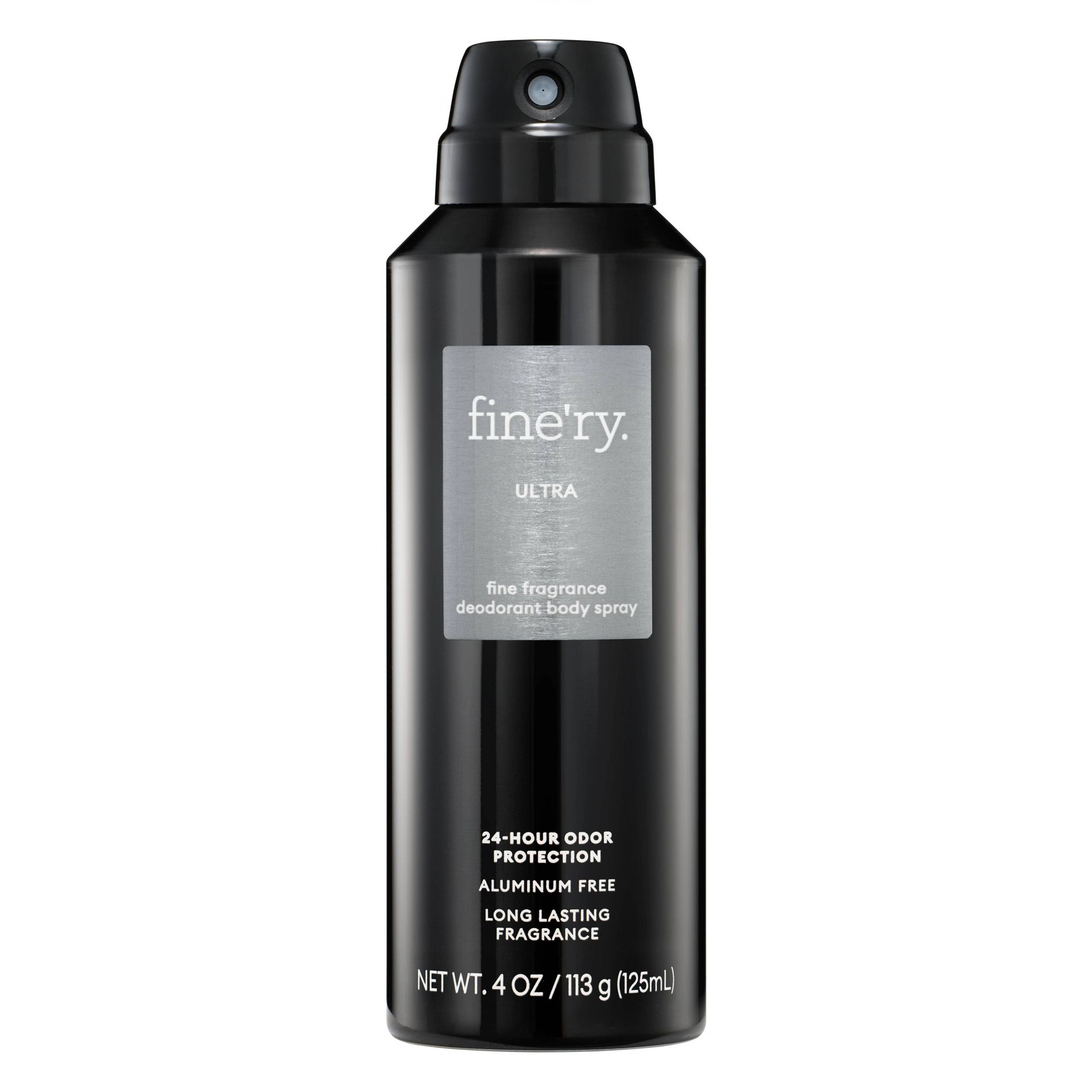 fine'ry. Men's 24‑Hour Odor Protection Aluminum‑Free Deodorant Body Spray - Ultra - 4oz: Under Arm Application, Fresh Scent