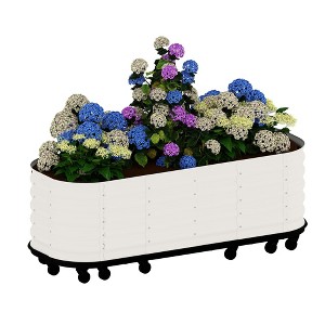 Raised Garden Bed, Self-Watering Wheel Mobile Metal Planter Box Galvanized Steel Outdoor Rolling Garden Bed for Vegetables Flowers Herbs - 1 of 4