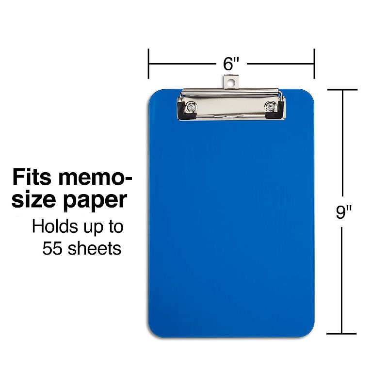 HITOUCH BUSINESS SERVICES Plastic Clipboards Memo Size Translucent Blue/Translucent Black 2/PK 21423, 3 of 8