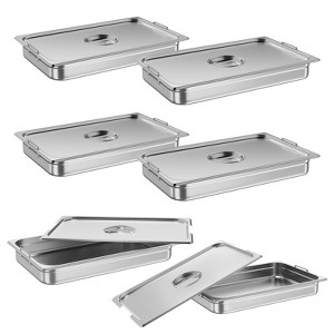 6 Pack Full Size Hotel Pan, [NSF Certified][with Handle] 6 Inch Commercial Stainless Steel Deep Anti-Jamming Steam Table Pan Stainless Steel Catering - 1 of 4
