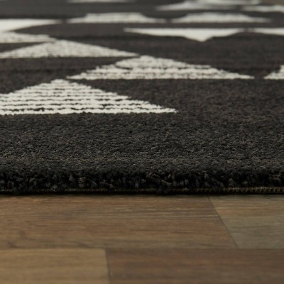 Phoebe Black and White Geometric Kids' Rug, 8' x 10', Synthetic