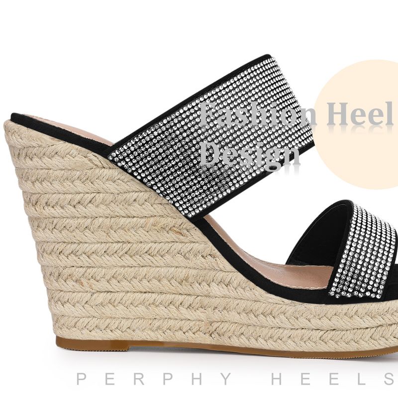 Perphy Women' Sandal Platform Rhinestones Dual Strap Espadrille Wedge, 4 of 7