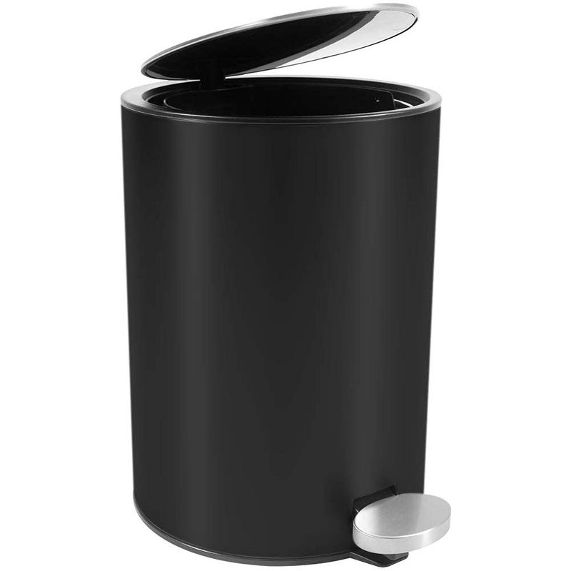Bamodi 3L Black Bathroom Wastebasket with Removable Inner Bucket & Lid, 3 of 8