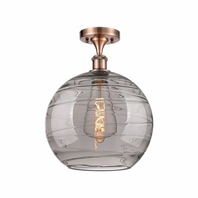 Athens Deco Swirl - 1 Light Semi-Flush Mount In Industrial Style-17 Inches Tall and 12 Inches Wide