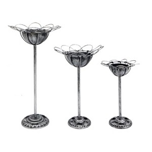 VIP Metal 20 in. Black Candle Holder with Petal Style Wire Rim Set of 3 - 1 of 2