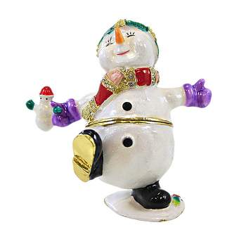 Kubla Craft 3.0 Inch Happy Snowman Box Carrot Nose Hinged Snowman Figurines