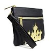 Disney Wallet, Double Pocket Wristlet, Jasmine Script Debossed, Castle Emblem Gold, Black, Vegan Leather - 2 of 4