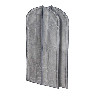 Household Essentials Hanging Zippered Garment Storage Bag with Clear Vision Front Set of 2 Denim: Polyester, 56" Height, 70 Volume - 1 of 4