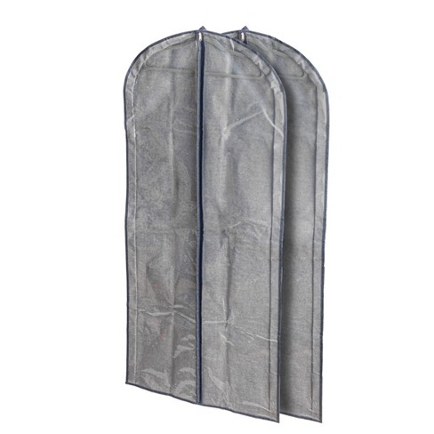 Household Essentials Hanging Zippered Garment Storage Bag With Clear Vision Front Set Of 2 Denim Polyester 56 Height 70 Volume Target