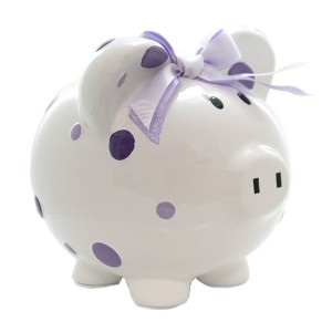 Child To Cherish 7.75 In Purple Multi Dot Bank Piggy Money Saving Decorative Banks - 1 of 4