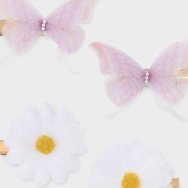 Daisy and Pearl Butterfly Hair Clip Set 4pc - Wild Fable&#8482; Pink/White, 3 of 4