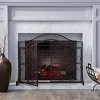 VYNXARIA Modern 3-Panel Iron Fire Screen With Door, Black Copper Finish - 3 of 4
