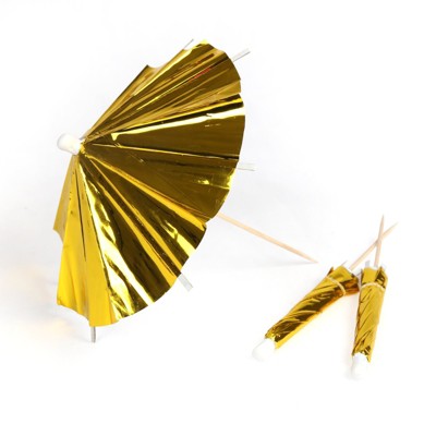 Meri Meri Gold Long Cocktail Umbrellas