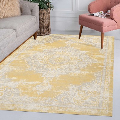 Alhambra Yellow and Cream Synthetic 5x8 Area Rug