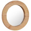 vidaXL Handcrafted Round Wall Mirror – 15.7" – Rustic Teak Wood & Glass – Retro Style, Natural Finish – Farmhouse Bathroom Wall-Mounted Dresser Décor - 2 of 4