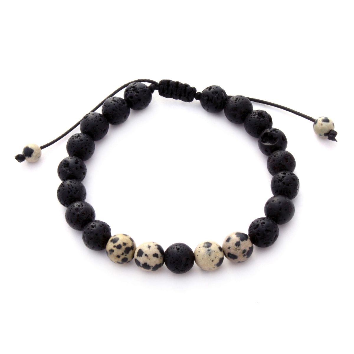 Plantlife Aromatherapy Bracelet - Adjustable Dalmatian Jasper & Lava Rock, Natural Stone Jewelry for Essential Oil Diffusion & Wellness