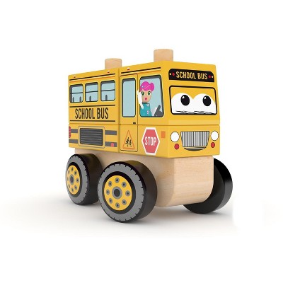 J’adore School Bus Wooden Stacking Toy