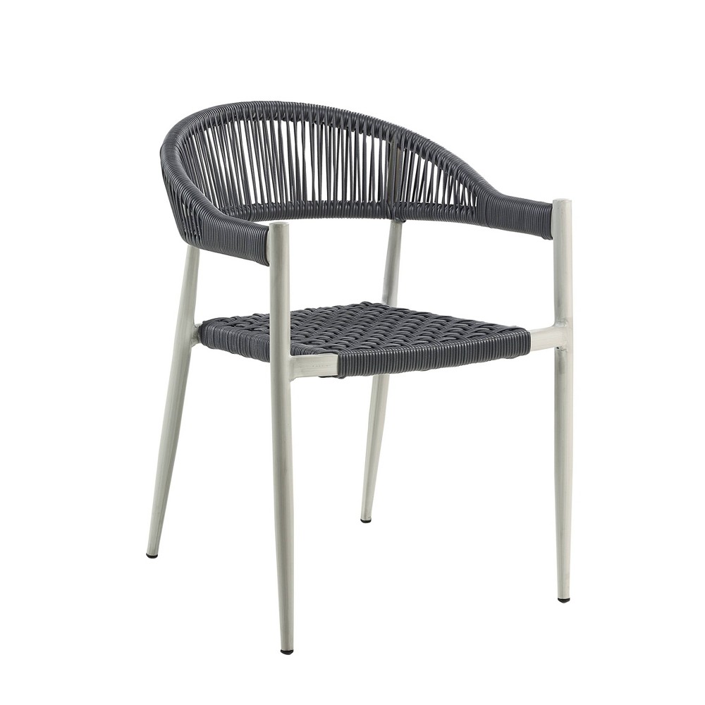 Photos - Garden Furniture Gristine Metal Outdoor Arm Chair Gray/Light Gray - miBasics