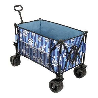 Grungis Heavy-Duty Folding Wagon Cart with Bonus Picnic Mat,Shopping Cart with Side Pocket,Utility Cart for Camping,Shopping