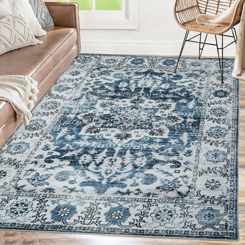 Washable Bohemian Rug Bedroom Office Dining Room Washable Area Rug, 2 of 9