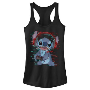 Junior's Women Lilo & Stitch Red and Blue Gamer Racerback Tank Top - 1 of 4