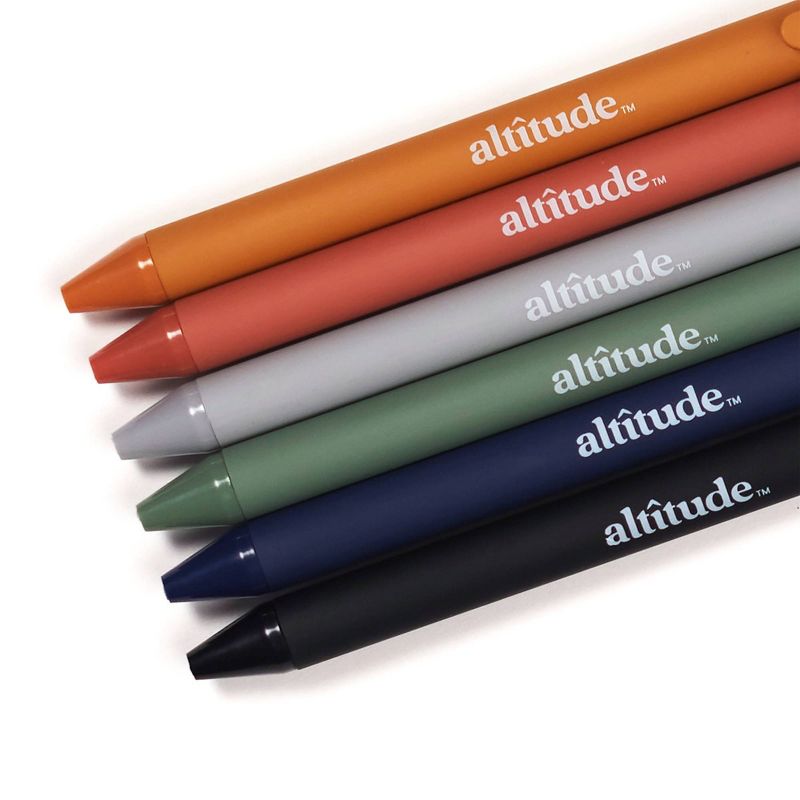 Altitude 6ct Ballpoint Retractable Pens Assorted Color Matte Finish Black Ink, 5 of 7