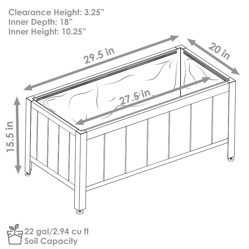 Sunnydaze Acacia Wood Steel Framed Planter Box with Removable Planter Bag - 37" W x 13" D x 10.5" H, 2 of 7