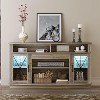 TV Stand Modern Entertainment Center for Living Room, Farmhouse TV Cabinet with Adjustable Shelves and Glass Doors, Retro Gray - 3 of 4