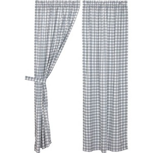 Blue Plaid Panel Set of 2 84x40 VHC Brands - 1 of 4