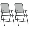 vidaXL Anthracite Metal Mesh 3 Piece Patio Dining Set - Durable Outdoor Furniture with Folding Chairs and Adjustable Backrest for Garden Patio - 3 of 4