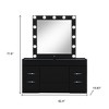 HomeRoots 62" Black Wood And Glass Six Drawer Vanity Table With Mirror Seating And Lights - 3 of 4