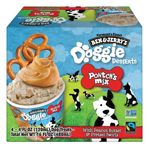 Ben & Jerry's Doggie Desserts Pontch's Mix Frozen Dog Treat with Peanut Butter & Pretzel Swirls - 4ct - image 1 of 4