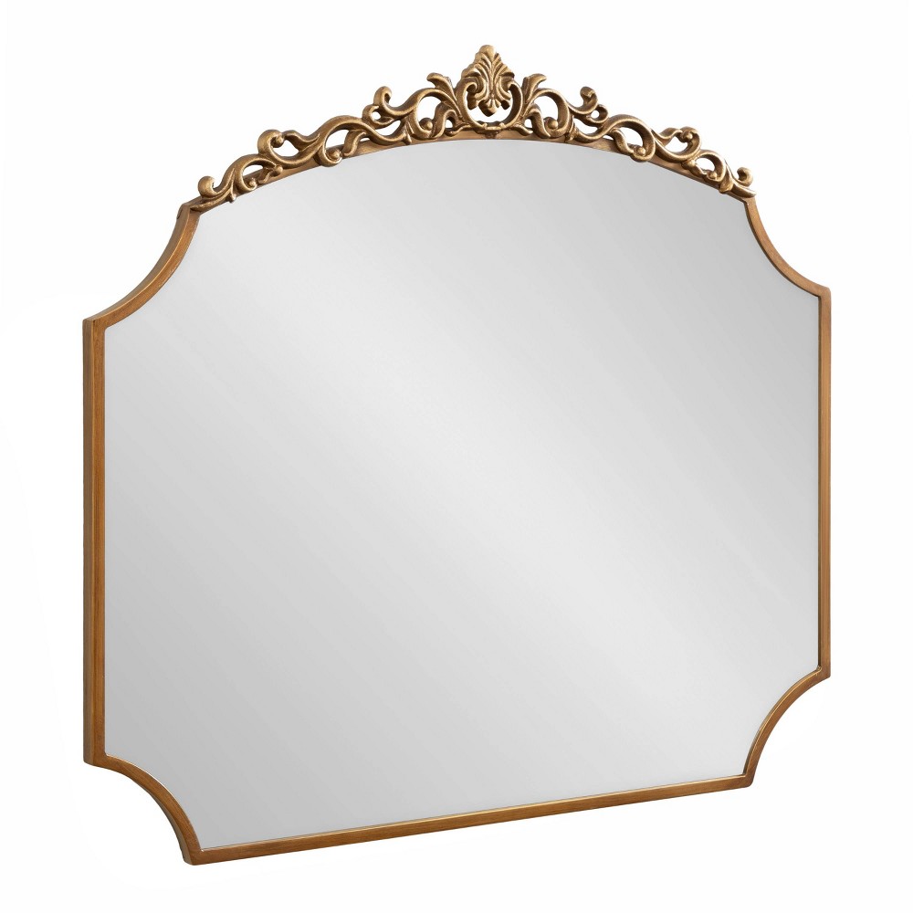 Photos - Wall Mirror Kate & Laurel All Things Decor 36"x32" Arendahl Traditional Scallop Mirror Gold: Luxury Wall Mount, No Assembly Required