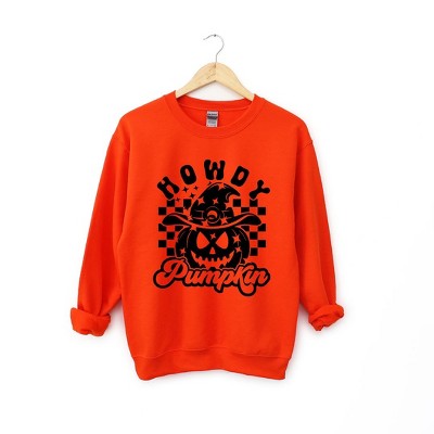 Simply Sage Market Women's Graphic Sweatshirt Howdy Pumpkin Checkered