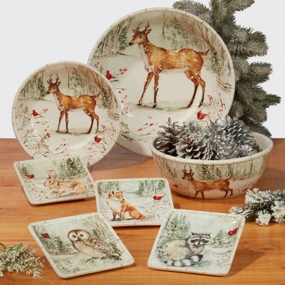 Winter's Walk Ceramic Soup and Pasta Bowls Set of 4