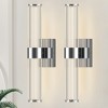 DAKAFUL Modern Glass Wall Sconce ¨C 18W Dimmable Light with Sleek Mirror-Finish Metal-Silver - 2 of 4