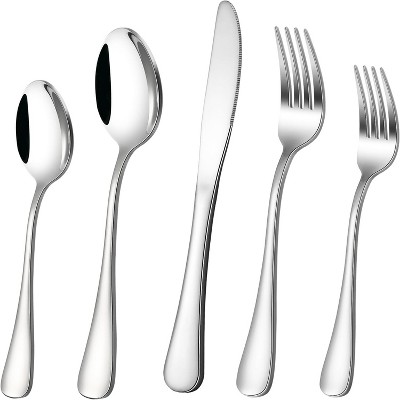 Attop 40-piece silverware set, stainless steel cutlery set, serves 8 people, cutlery includes knife, fork and spoon, mirror polish, dishwasher safe