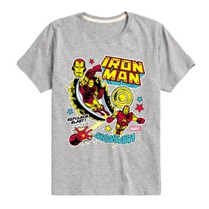 Boys' - Marvel - Iron Man Sticker Style Short Sleeve Graphic T-Shirt - 1 of 4