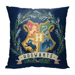 Warner Bros. Harry Potter Hogwarts Wreath Throw Pillow 18x18 Inches - 1 of 2