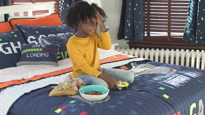 Kids' Race Cars Soft Reversible Oversized Quilt Set Blue/Orange - Lush Décor, 2 of 8, play video