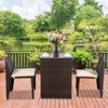 Costway 3 PCS Cushioned Outdoor Wicker Patio Set Garden Lawn Sofa Furniture Seat Brown No Assembly - image 4 of 4