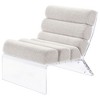 Freeman Boucle Upholstered Armless Chair with Channel-Tufted Back and Clear Acrylic Frame - 3 of 4