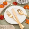 Aoibox 100-Pack Gold Plastic Cutlery Set with Napkins - Disposable Forks, Knives, Spoons for Parties, Thanksgiving, Christmas - Elegant & Convenient - 4 of 4