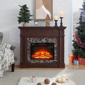CLIHOME Freestanding Fireplace Heater, Electric Fireplace Mantel surround with 23" Fireplace Insert, Adjustable Flame, Remote Control - 1 of 4